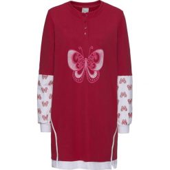 Bluzy damskie: Długa bluza z nadrukiem bonprix jeżynowo-biały z nadrukiem