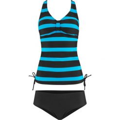 Tankini (2 części) bonprix czarno-turkusowy. Czarne stroje kąpielowe damskie bonprix, bez wzorów. Za 109,99 zł.