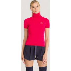 GOLF Elisabetta Franchi. Czerwone swetry damskie Elisabetta Franchi, z aplikacjami, z dzianiny, z krótkim rękawem, krótkie, bez kaptura. Za 979,00 zł.