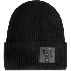 Czapka KARL LAGERFELD - 201W3401 Black. Czarne czapki damskie KARL LAGERFELD, na zimę, bez wzorów, z poliesteru. W wyprzedaży za 239,00 zł.