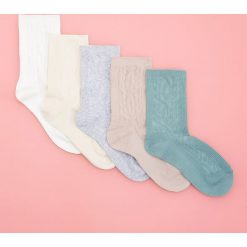 Skarpety 5 pack - Turkusowy. Niebieskie skarpetki damskie Reserved, bez wzorów. Za 39,99 zł.