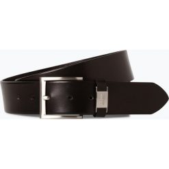 BOSS - Męski pasek skórzany – Connio, czarny. Czarne paski męskie Boss, w paski, eleganckie. Za 249,95 zł.