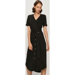 Calvin Klein - Sukienka. Czarne sukienki damskie Calvin Klein, na co dzień, w paski, z lyocellu, casualowe, bez kołnierzyka, z krótkim rękawem, krótkie, midi, proste. Za 699,90 zł.