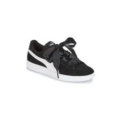 Buty Dziecko Puma JR PUMA SMASH RIBB.BLK. Czarne trampki dziewczęce marki Puma, bez wzorów, bez zapięcia. Za 175,20 zł.