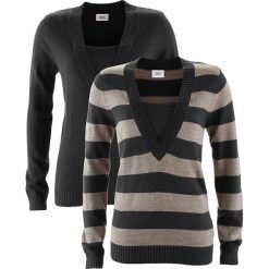 Sweter (2 szt. w opak.) bonprix czarny w paski + czarny. Czarne bez kategorii marki bonprix. Za 89,98 zł.