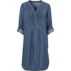 Cellbes Luźna dżinsowa sukienka z zaszewkami ciemnoniebieski denim female niebieski 58/60. Niebieskie sukienki damskie Cellbes, w paski, z tkaniny, z dekoltem w serek, z krótkim rękawem, długie, mini. Za 259,00 zł.