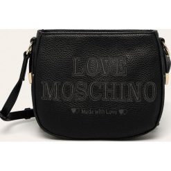 Love Moschino - Torebka. Czarne listonoszki damskie Love Moschino, w paski, ze skóry ekologicznej, na ramię, małe, bez dodatków. W wyprzedaży za 479,90 zł.