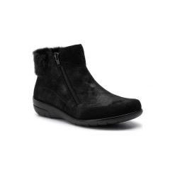 RIEKER X0652-00 Czarny. Czarne botki damskie Rieker, ze skóry, bez obcasa, bez zapięcia. Za 289,99 zł.