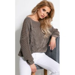 Sweter ażurowy - Mocca, s/m. Swetry damskie e-margeritka.pl, s, bez wzorów, z bawełny, bez rękawów, bez kaptura. Za 139,99 zł.