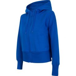 Bluza damska BLD401 - kobalt. Niebieskie bluzy damskie 4f, bez wzorów, z dzianiny, z krótkim rękawem, krótkie, z kapturem. Za 149,99 zł.