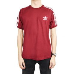 Adidas 3-Stripes Tee DH5810 bordowe M. Czerwone t-shirty męskie Adidas, m, bez wzorów, z bawełny, bez kołnierzyka. W wyprzedaży za 99,99 zł.
