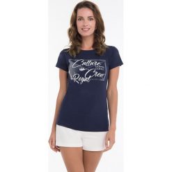 T-shirt w kolorze granatowym. Niebieskie t-shirty męskie Denim Culture, m, z nadrukiem, z okrągłym kołnierzem. W wyprzedaży za 82,95 zł.