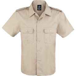 Brandit 1/2 Sleeve US Shirt Workershirt beżowy. Brązowe koszule męskie marki Brandit, xl, z koszulowym kołnierzykiem, z krótkim rękawem. Za 79,90 zł.