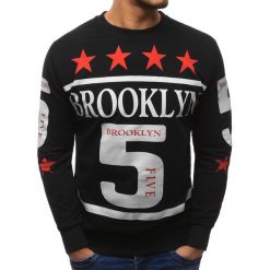 Bluzy męskie: Bluza męska z nadrukiem czarna (bx1648)