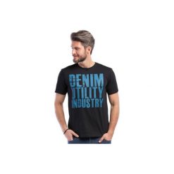 T-shirt krótki rękaw męski z printem. Czarne t-shirty męskie z nadrukiem TXM, m, z bawełny, z kontrastowym kołnierzykiem. Za 14,99 zł.