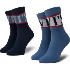 Zestaw 2 par wysokich skarpet unisex LEVI'S - 37157-0331 Blue. Niebieskie skarpetki damskie bez wzorów, z elastanu. Za 39,00 zł.