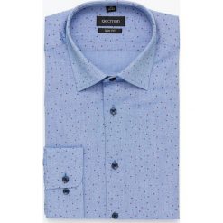 Koszula xmas 5016a długi rękaw slim fit niebieski. Niebieskie koszule męskie Recman, m, bez wzorów, bez kołnierzyka, z długim rękawem. Za 99,99 zł.