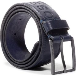 Pasek Męski BOSS - Tril-Logo 50430111 401. Niebieskie paski męskie Boss, w paski, ze skóry. Za 349,00 zł.
