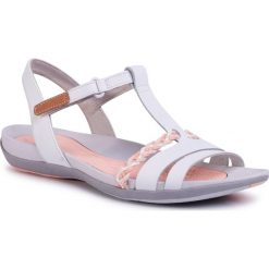 Sandały CLARKS - Tealite Grace 261423574 White Leather. Szare klapki damskie Clarks, bez wzorów, ze skóry, bez obcasa. Za 299,00 zł.