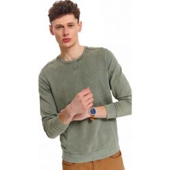 Bluza z efektem oprania. Zielone bluzy męskie Top Secret, na wiosnę, m, bez wzorów, klasyczne, z klasycznym kołnierzykiem, z długim rękawem, długie, bez kaptura. Za 99,99 zł.
