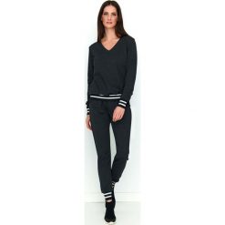 Grafitowy Wygodny i Stylowy Komplet Dresowy Bluza i Spodnie. Szare bluzy damskie Molly.pl, s, w paski, z tkaniny, bez rękawów, bez kaptura. Za 249,90 zł.