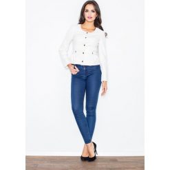 Beżowa Kurtka z Eko-Skóry z Baskinką. Brązowe kurtki damskie Molly.pl, na lato, xl, bez wzorów, ze skóry, eleganckie, bez kaptura. Za 133,90 zł.