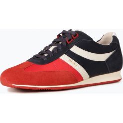 BOSS Casual - Tenisówki męskie z dodatkiem skóry – Orland_Lowp_mx, czerwony. Czerwone tenisówki męskie marki BOSS Casual, w kolorowe wzory, ze skóry. Za 649,95 zł.