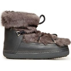 Śniegowce INUIKII BOOT RABBIT. Szare śniegowce damskie Inuikii, ze skóry, bez zapięcia. Za 1630,00 zł.