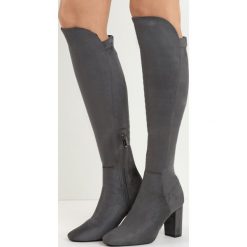 Ciemnoszare Kozaki No Sense. Czarne buty zimowe damskie Born2be, przed kolano, na wysokim obcasie, na słupku. Za 79,99 zł.