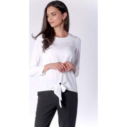 Wizytowa Ecru Prosta Bluzka z Wiązaniem. Szare bluzki damskie marki Molly.pl, s, bez wzorów, eleganckie, bez kołnierzyka, bez rękawów. Za 139,90 zł.
