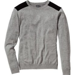 Sweter Regular Fit bonprix szary melanż. Szare swetry klasyczne męskie bonprix, l, melanż, z kontrastowym kołnierzykiem. Za 89,99 zł.