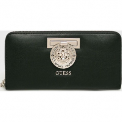 Guess Jeans - Portfel. Czarne portfele damskie marki Guess Jeans, w paski, z jeansu. Za 279,90 zł.
