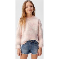 Mango Kids - Sweter dziecięcy Sugar 110-164 cm. Różowe swetry dziewczęce Mango Kids, bez wzorów, z bawełny, z okrągłym kołnierzem, bez rękawów, bez kaptura. Za 99,90 zł.