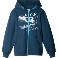 Bluza rozpinana z nadrukiem i nadrukiem bonprix ciemnoniebieski z nadrukiem. Niebieskie bluzy chłopięce bonprix, z nadrukiem, bez rękawów, bez kaptura. Za 74,99 zł.