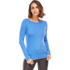 Sweter w kolorze niebieskim. Niebieskie swetry damskie L'étoile du cachemire, bez wzorów, z kaszmiru, klasyczne, bez rękawów, bez kaptura. W wyprzedaży za 129,95 zł.