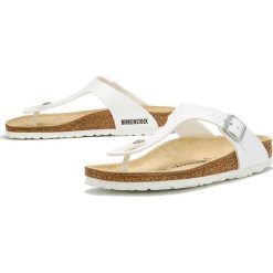BIRKENSTOCK GIZEH > 43733. Klapki damskie Birkenstock, w paski, ze skóry, bez obcasa. W wyprzedaży za 189,99 zł.