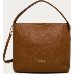 Furla - Torebka skórzana. Pomarańczowe torby damskie na zakupy Furla, w paski, ze skóry, na ramię, bez dodatków. Za 1399,00 zł.