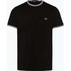 Fred Perry - T-shirt męski, czarny. Czarne t-shirty męskie Fred Perry, xl, w paski, prążkowane, klasyczne, bez kołnierzyka. Za 229,95 zł.