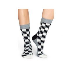 Skarpetki Happy Socks - Filled Optic (FO01-901). Szare skarpetki męskie Happy Socks, w kolorowe wzory, z bawełny. Za 34,90 zł.