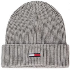 Czapka TOMMY JEANS - Tjw Basic Flag Rib Beanie AW0AW07223 P01. Szare czapki damskie Tommy Jeans, bez wzorów, z bawełny. Za 139,00 zł.