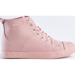 Trampki damskie slip on: Trampki za kostkę z ukrytą platformą – Różowy