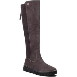 Kozaki TAMARIS - 1-25601-21 Anthracite 214. Szare buty zimowe damskie Tamaris, z materiału, przed kolano, na wysokim obcasie. Za 319,90 zł.