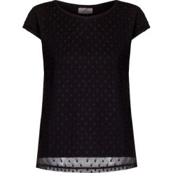 T-shirt DEHA EXPRESSION. Czarne bluzki damskie Deha, z aplikacjami, z bawełny, eleganckie, z okrągłym kołnierzem. W wyprzedaży za 265,00 zł.