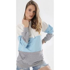 Jasnoniebieska Bluza Iaseis. Niebieskie bluzy damskie Born2be, xl, bez wzorów, bez rękawów, z kapturem. W wyprzedaży za 69,99 zł.