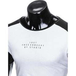 T-SHIRT MĘSKI Z NADRUKIEM S926 - BIAŁY/CZARNY. Białe t-shirty męskie z nadrukiem Ombre Clothing, m. Za 29,00 zł.