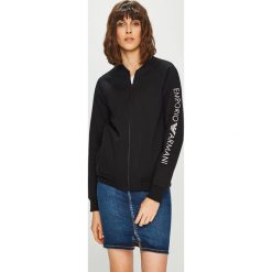 Emporio Armani - Bluza. Czarne bluzy damskie Emporio Armani, s, z nadrukiem, z elastanu, bez rękawów, bez kaptura. W wyprzedaży za 359,90 zł.