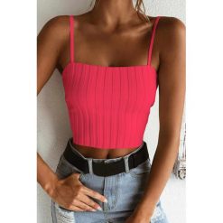 Top ROKA CORAL. Pomarańczowe bluzki damskie Top ROKA CORAL, uniwersalny, bez wzorów, bez kołnierzyka, bez rękawów. W wyprzedaży za 29,00 zł.