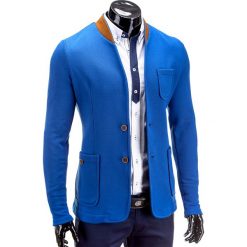 Marynarka męska casual M07 - niebieska. Niebieskie marynarki męskie Ombre Clothing, na lato, s, bez wzorów, z bawełny, sportowe. Za 39,00 zł.