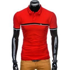 KOSZULKA MĘSKA POLO BEZ NADRUKU S881 - CZERWONA. Czerwone koszulki męskie Ombre Clothing, s, z nadrukiem, bez rękawów. Za 29,00 zł.