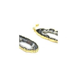 Earrings Agat Druza Plastry Czarne złoto. Czarne kolczyki damskie marki Brazi druse jewelry, z agatem, złote, na sztyftcie. Za 170,00 zł.